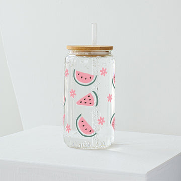 Sweet Melon Bloom Glass Tumbler - Clear 540 ml
