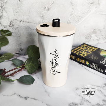 White and Cream Chisel Sipper tumbler - 600ml