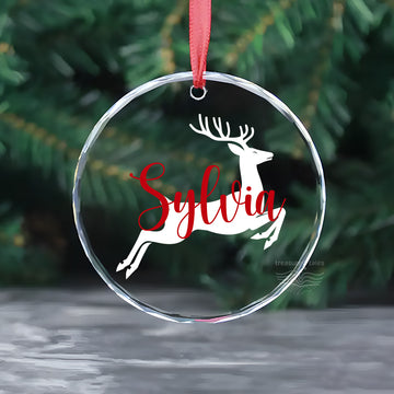 Crystal Glass Christmas Tree Ornament with Personalised Name