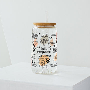 Daily Reminders Glass Tumbler - Clear 540 ml