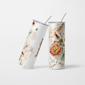 Personalised Floral Tumbler With Name - 600ml