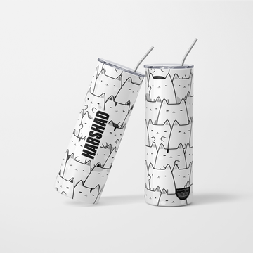 Black and White Cat Tumbler with option for Personalisation - 600ml
