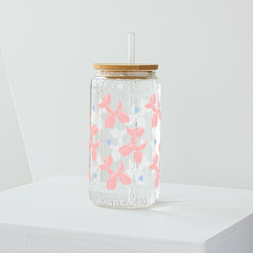 Dog Balloon Glass Tumbler - Clear 540ml