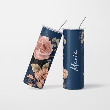 Personalised Floral Tumbler With Name - 600ml