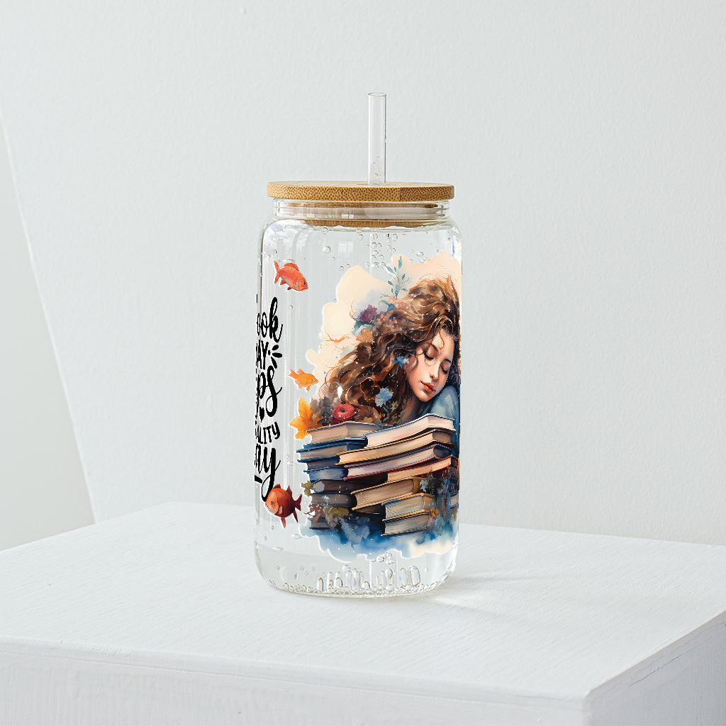 A Book A Day Keeps Reality Away Glass Tumbler - Clear 540 ml