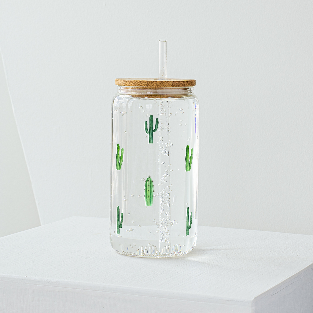 Cactus Glass Tumbler with Personalisation- Clear 540 ml