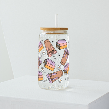 Books and Coffee Glass Tumbler - Clear 540ml