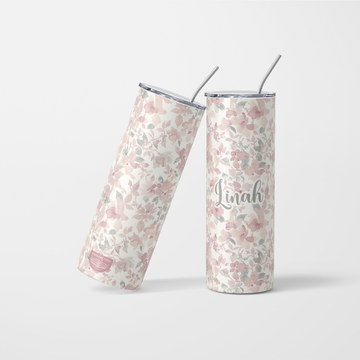 Personalised Floral Tumbler With Name - 600ml