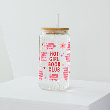 Hot Girl Book Club Glass Tumbler - Clear 540 ml