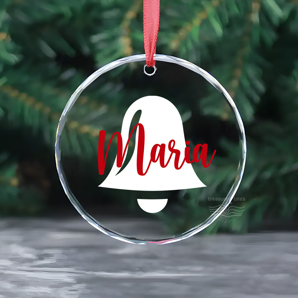 Crystal Glass Christmas Tree Ornament with Personalised Name