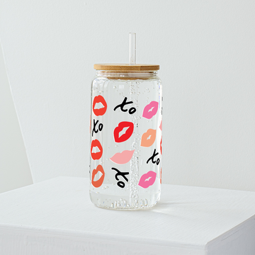 XO with Lips Glass Tumbler - Clear 540ml