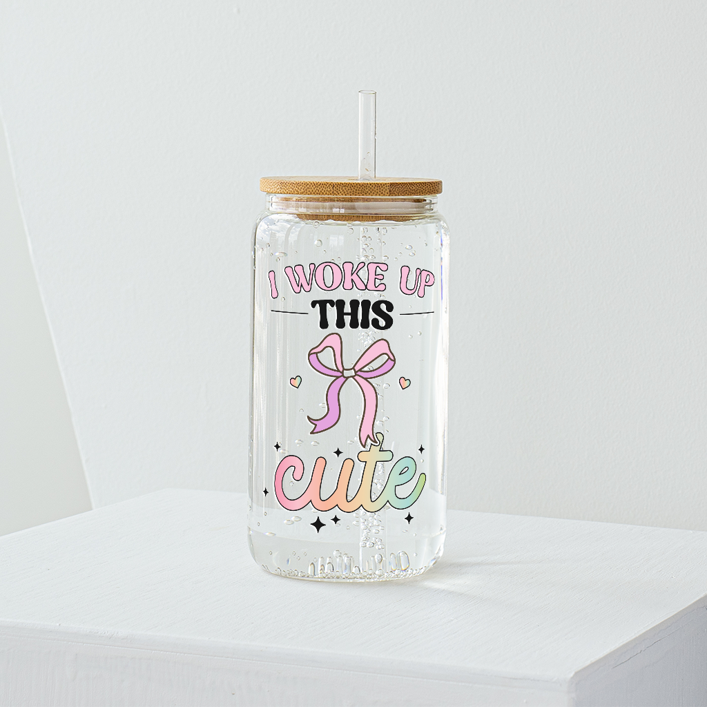 I Woke Up This Cute Glass Tumbler - Clear 540 ml