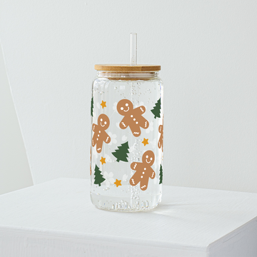 Christmas Ginger Bread Glass Tumbler - Clear 540 ml