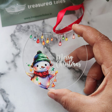 Acrylic Christmas Tree Ornament with Snowman