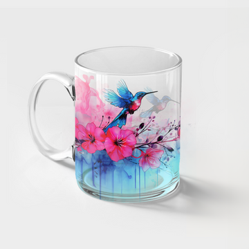 Hummingbird Clear Glass Mug