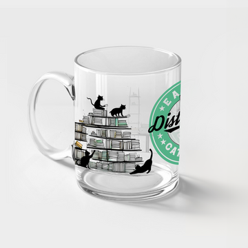 Easily Distracted By Cats and Books Clear Glass Mug