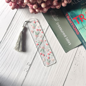 Pink Tulips Acrylic Bookmark