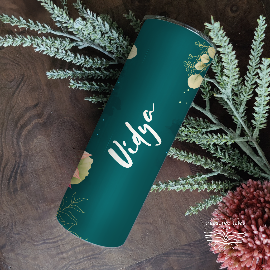 Personalised Floral Tumbler With Name - 600ml