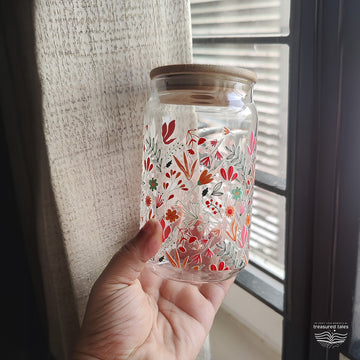 Wild Flowers Glass Tumbler - Clear 540 ml