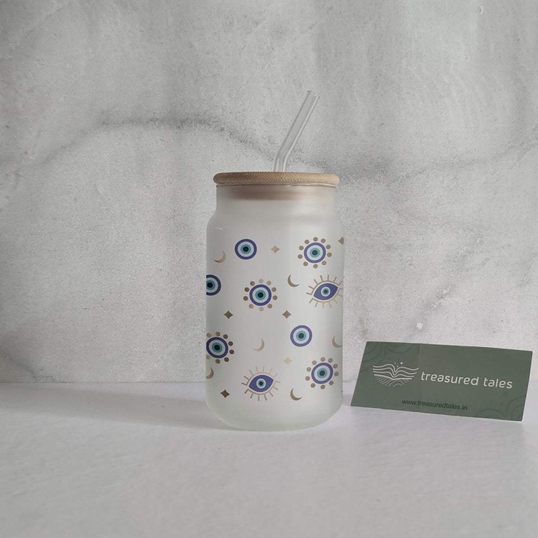 Evil Eye Glass Tumbler - Frosted 540ml