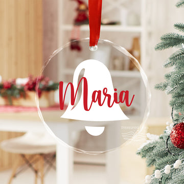 Crystal Glass Christmas Tree Ornament with Personalised Name
