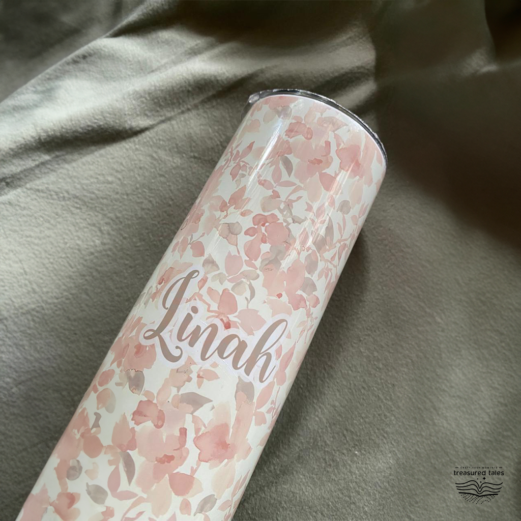 Personalised Floral Tumbler With Name - 600ml