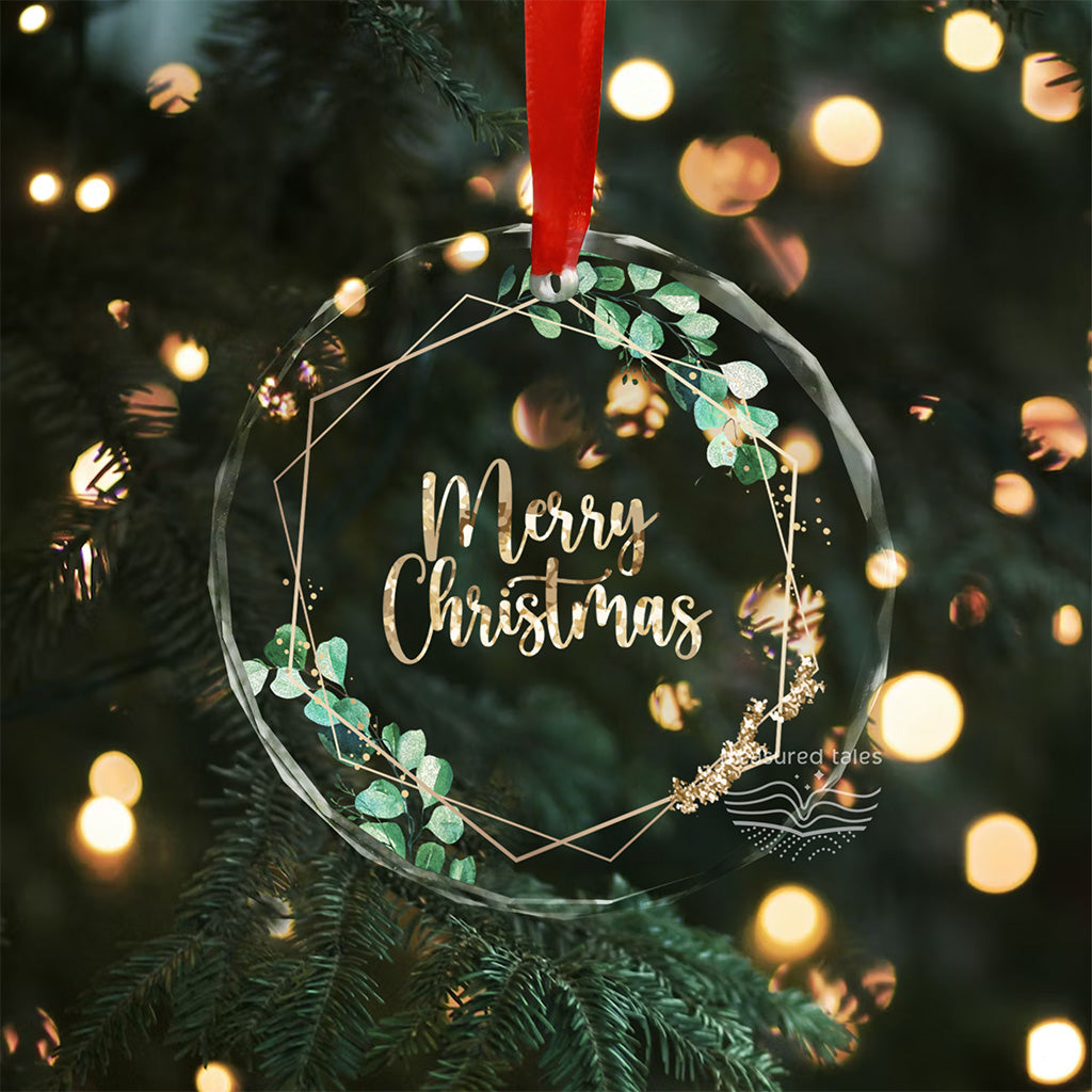 Merry Christmas Crystal Glass Christmas Tree Ornament