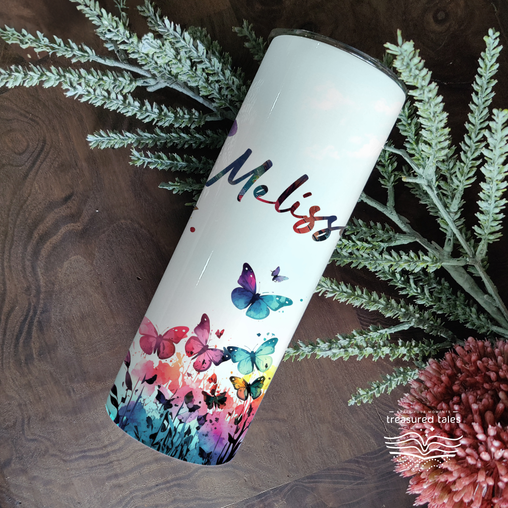 Personalised Butterfly Tumbler With Name - 600ml