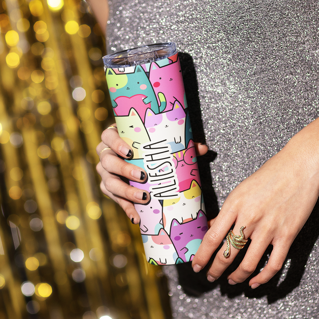 Cat Tumbler with option for Personalisation - 600ml