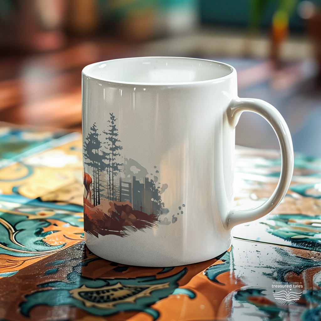 Deer In Forest Ceramic Mug