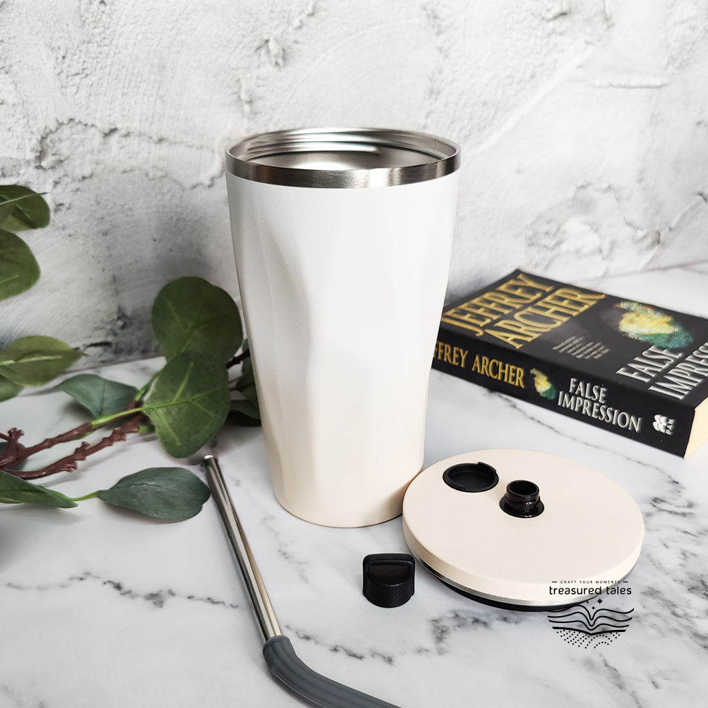 White and Cream Chisel Sipper tumbler - 600ml