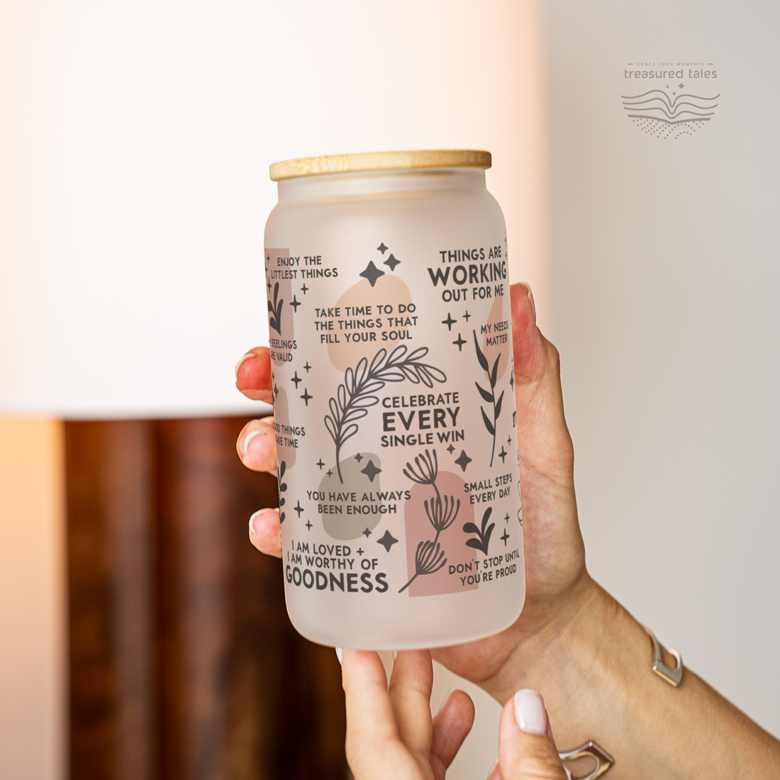 Daily Reminders Glass Tumbler - Frosted 540ml