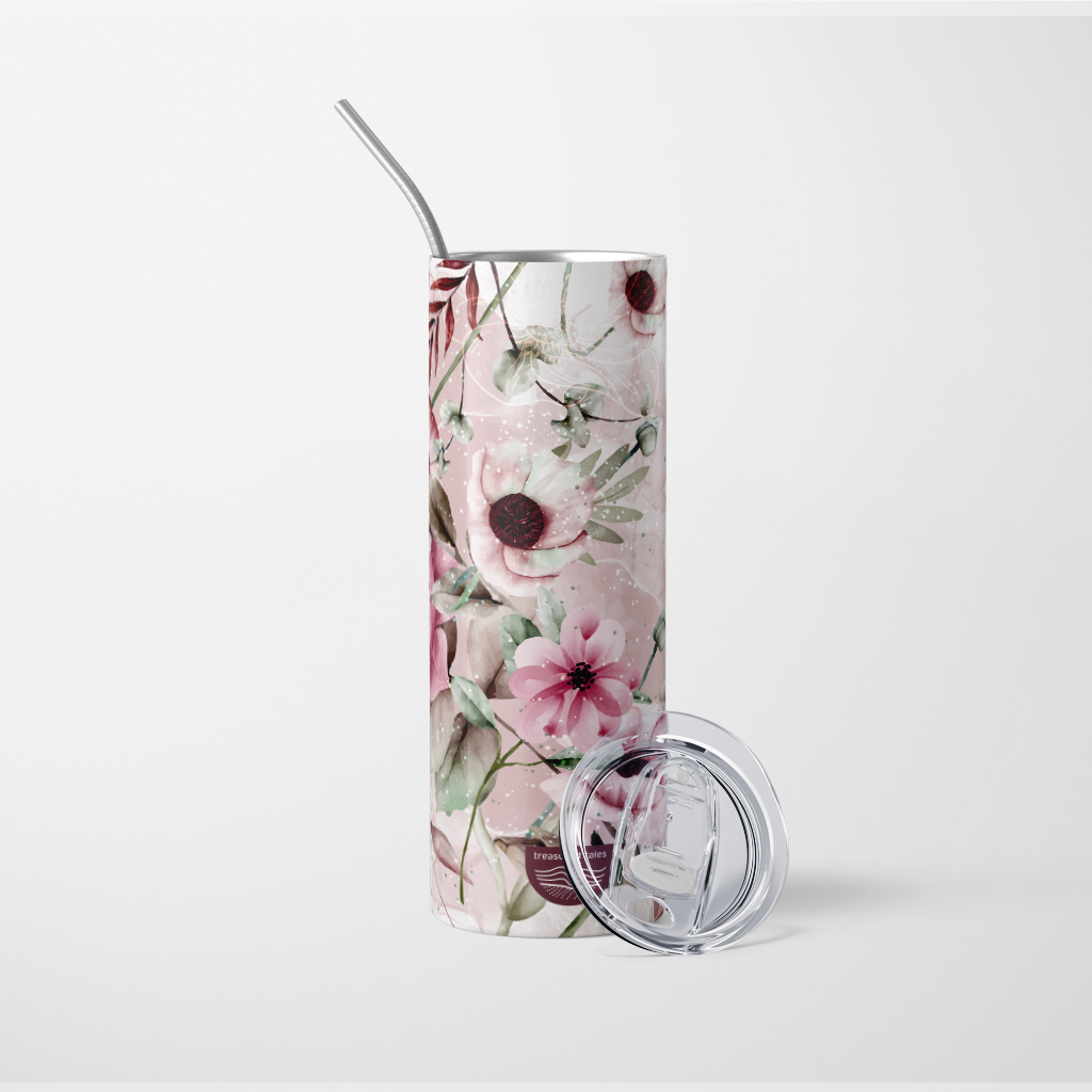Personalised Floral Tumbler With Name - 600ml
