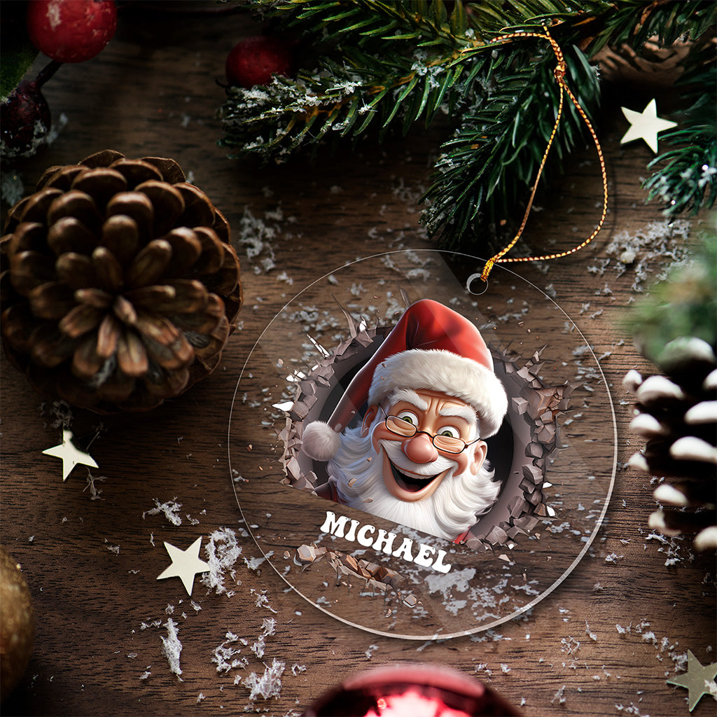 Santa Claus Acrylic Christmas Tree Ornament with Personalised Name