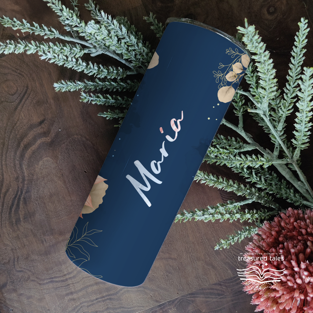 Personalised Floral Tumbler With Name - 600ml