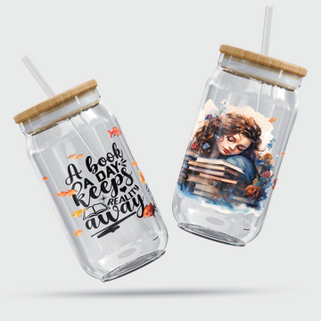 A Book A Day Keeps Reality Away Glass Tumbler - Clear 540 ml