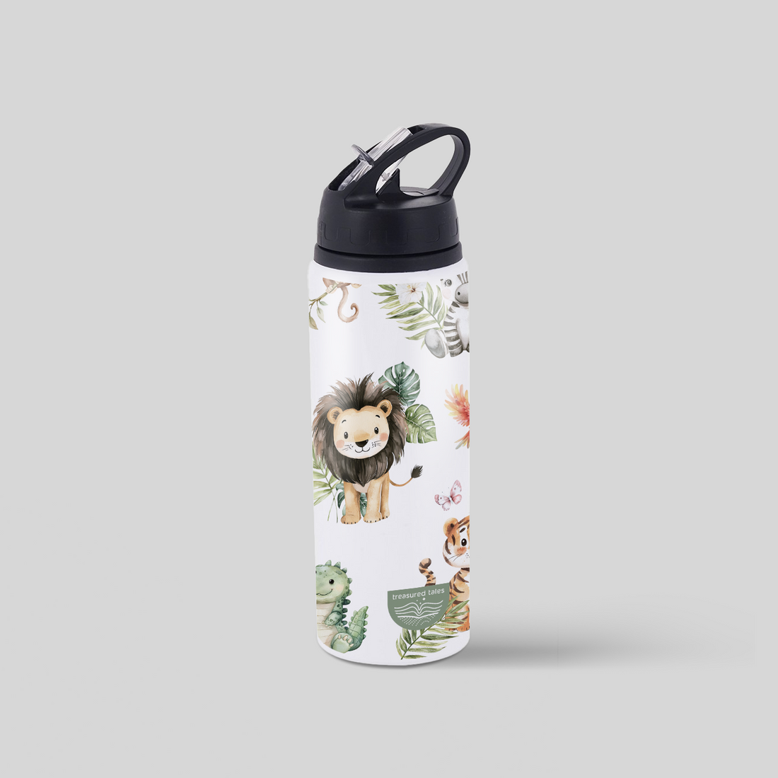 Personalised Kids Safari Flipsip Water Bottle 750 ml
