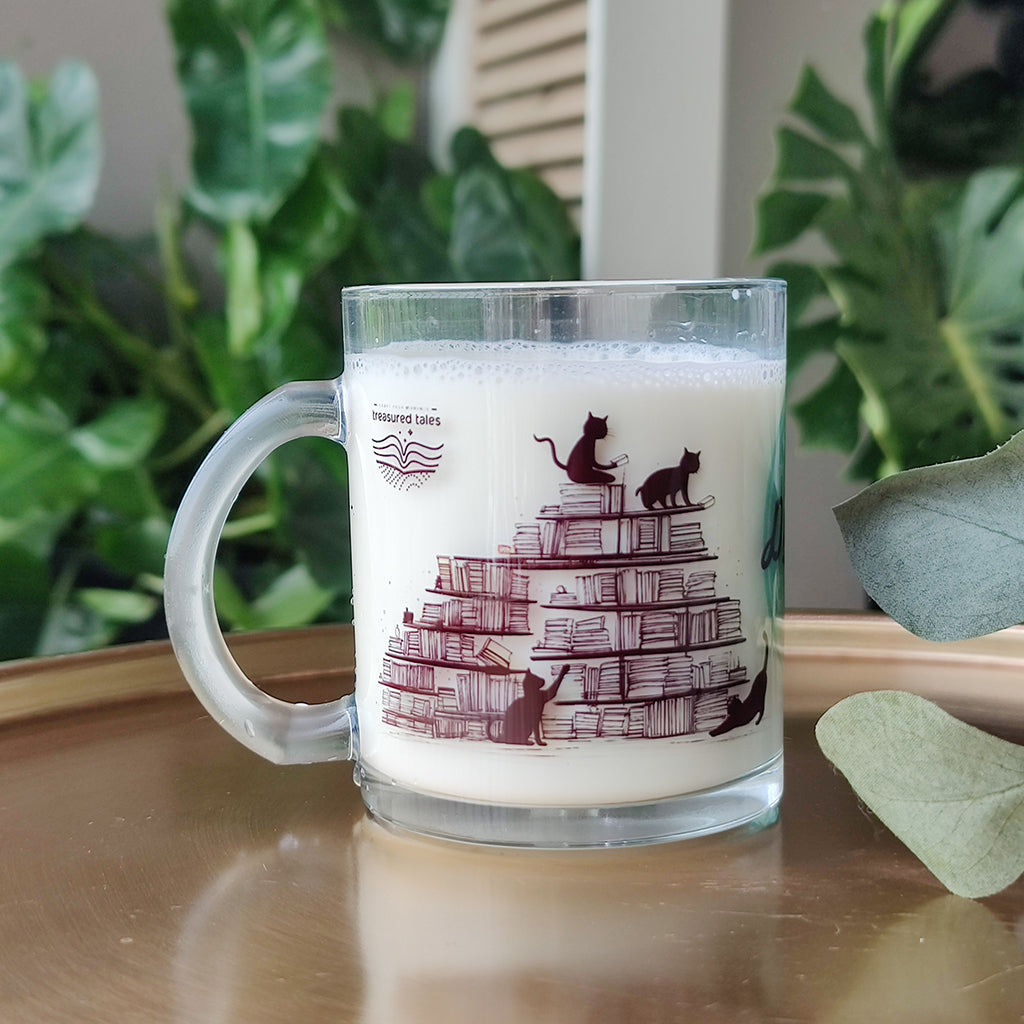 Easily Distracted By Cats and Books Clear Glass Mug