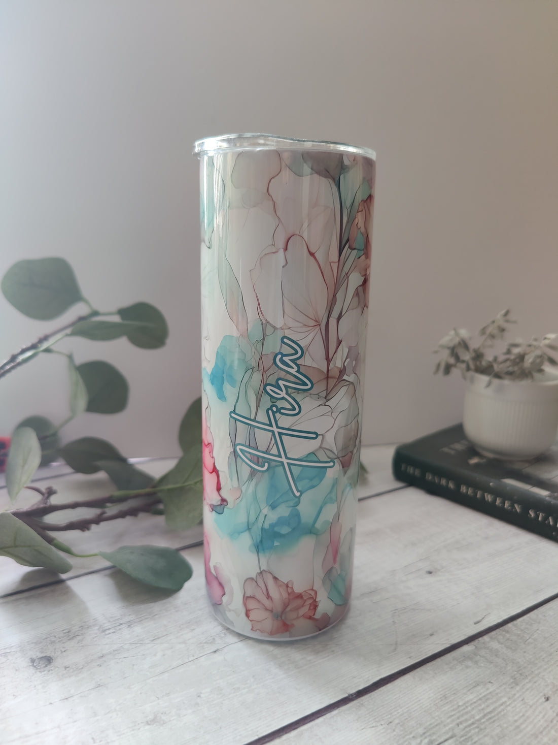 Personalised Floral Tumbler With Name - 600ml