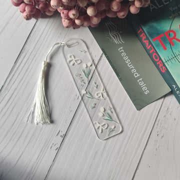 White Tulips Flower Acrylic Bookmark
