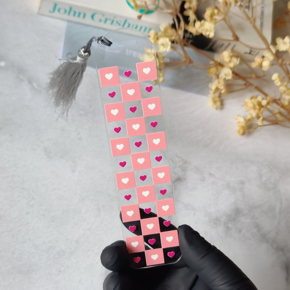 Checkered heart Acrylic Bookmark