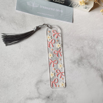 Pink Bow and Daisies Acrylic Bookmark