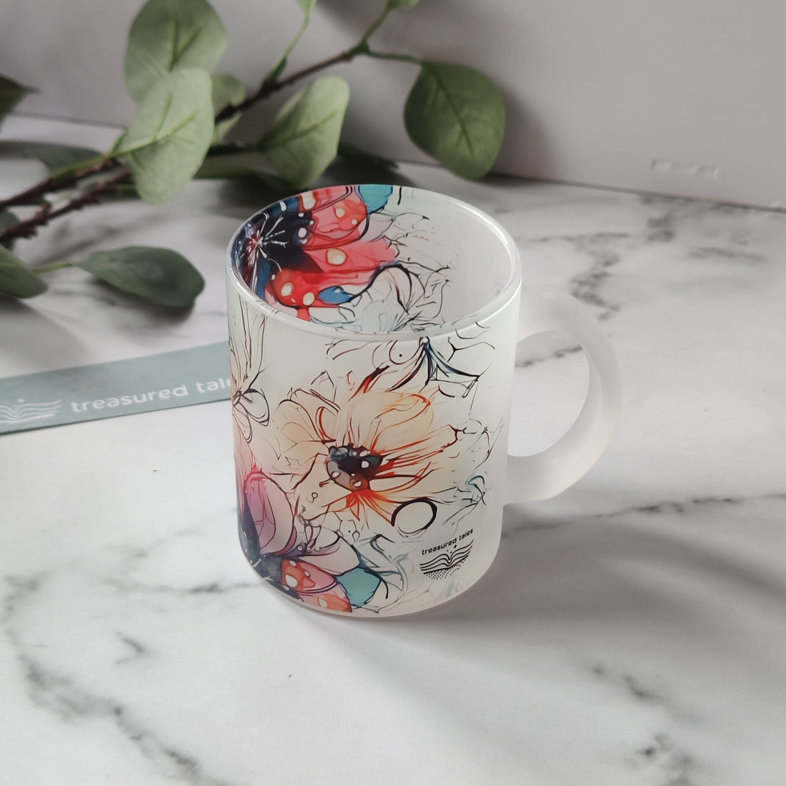 Floral Frosted Glass Mug