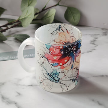 Floral Frosted Glass Mug