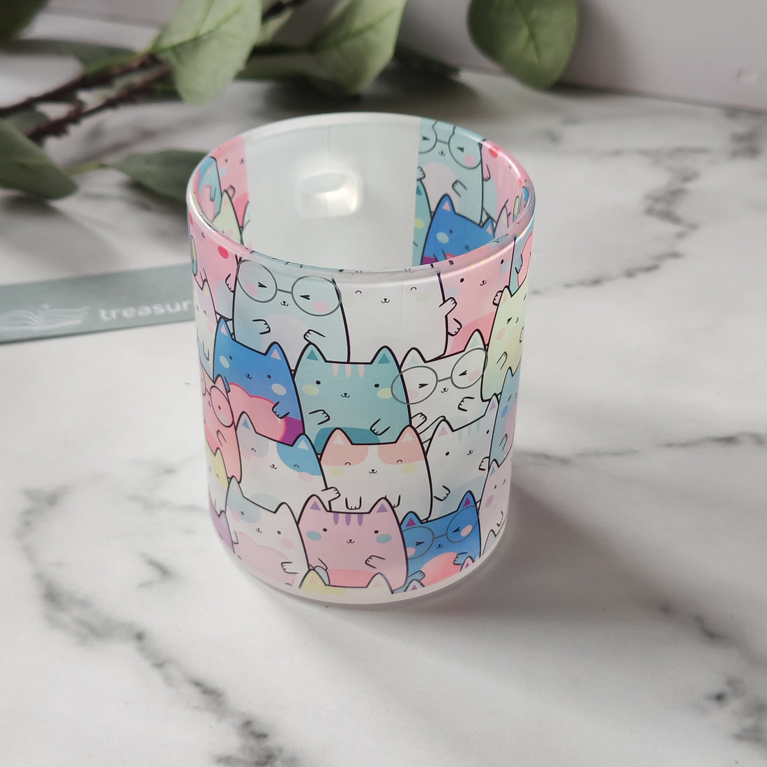 Cute Cats Frosted Glass Mug