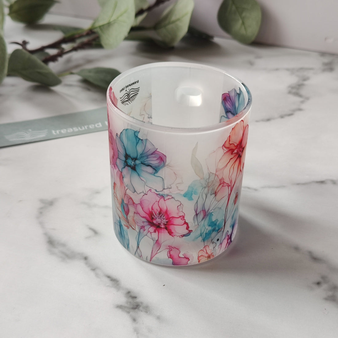 Floral Frosted Glass Mug
