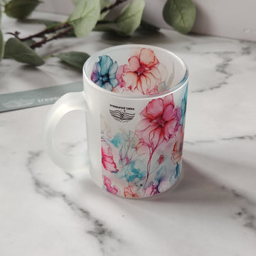Floral Frosted Glass Mug