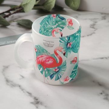 Flamingo Frosted Glass Mug