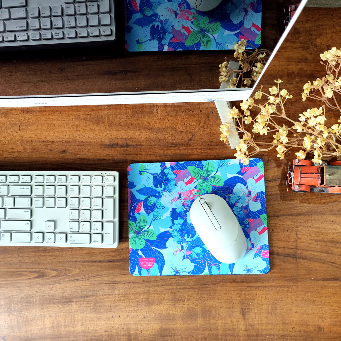 Bright Neon Floral Mouse Pad Non-Slip Gaming Mouse Mat