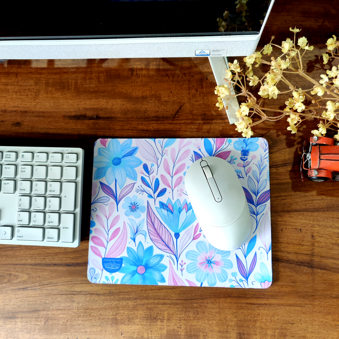 Bright Neon Floral Mouse Pad Non-Slip Gaming Mouse Mat